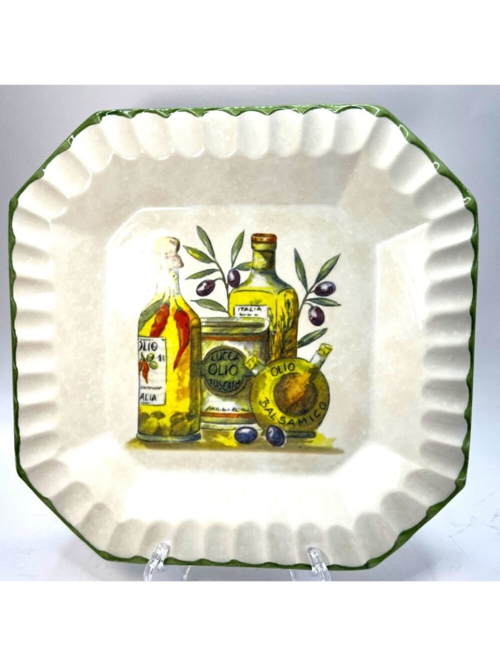 Due Torri Dinner Plate Olive Oil Design No Chips